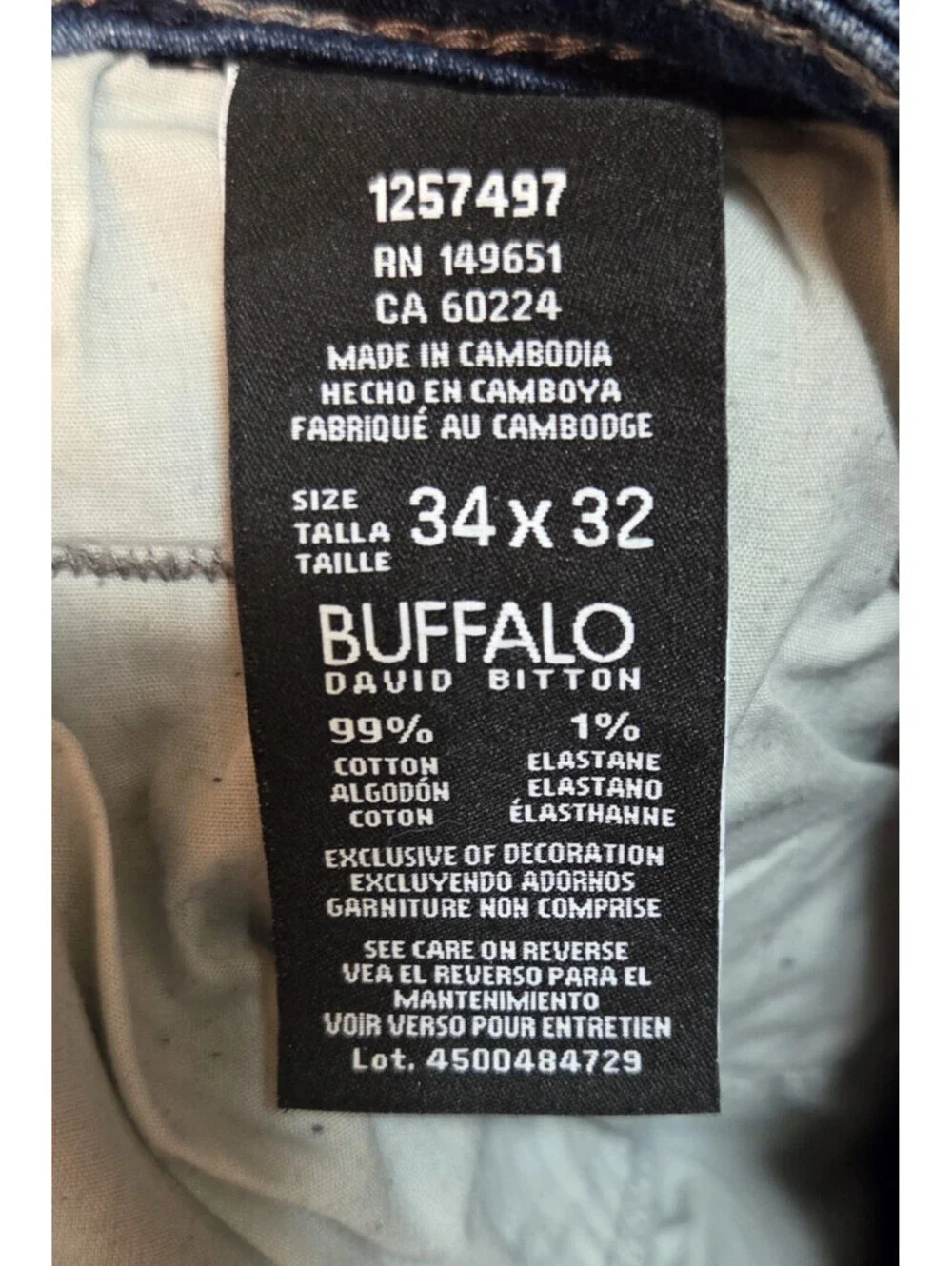 Buffalo by David Bitton Jackson Straight Stretch Denim Blue Jeans Size 34x32